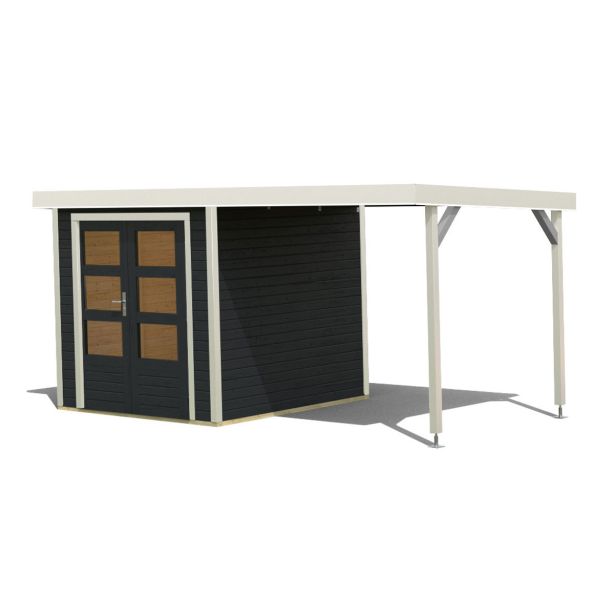 LESENA VRTNA HIŠKA KARIBU JUPITER C+ PODALJŠEK STREHE 2.35M, BELI OKVIR