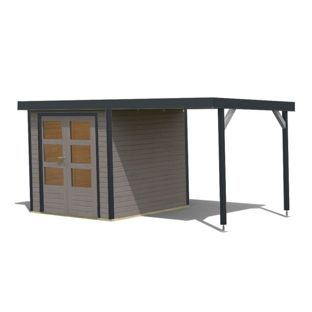 LESENA VRTNA HIŠKA KARIBU JUPITER D+ PODALJŠEK STREHE 2.35M, ANTRACIT