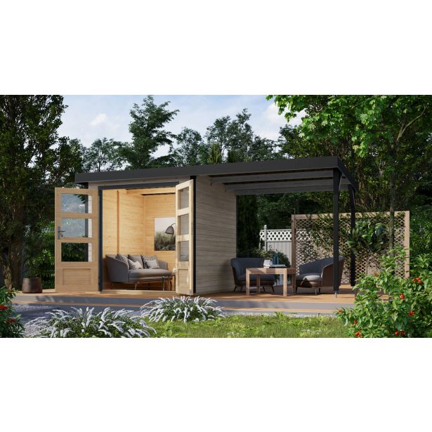 LESENA VRTNA HIŠKA KARIBU JUPITER D+ PODALJŠEK STREHE 2.35M, ANTRACIT