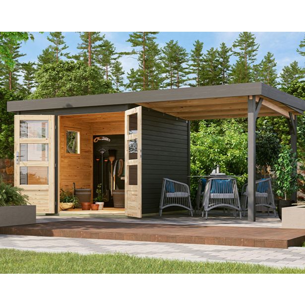 LESENA VRTNA HIŠKA KARIBU LAHAR 3.5 + PODALJŠEK STREHE ŠIRINE 2.40 M