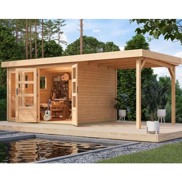 LESENA VRTNA HIŠKA KARIBU LAHAR 5 + PODALJŠEK STREHE ŠIRINE 2.40 M