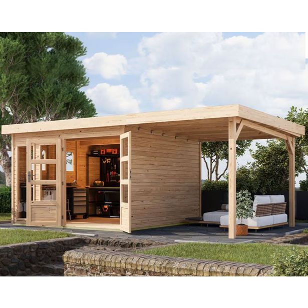 LESENA VRTNA HIŠKA KARIBU LAHAR 6+ PODALJŠEK STREHE ŠIRINE 2.40 M