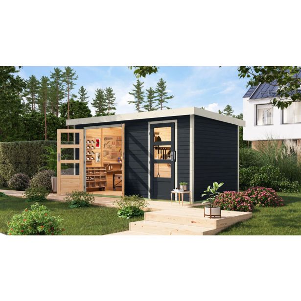 LESENA VRTNA HIŠKA KARIBU MERKUR C ANTRACIT 404X217X211