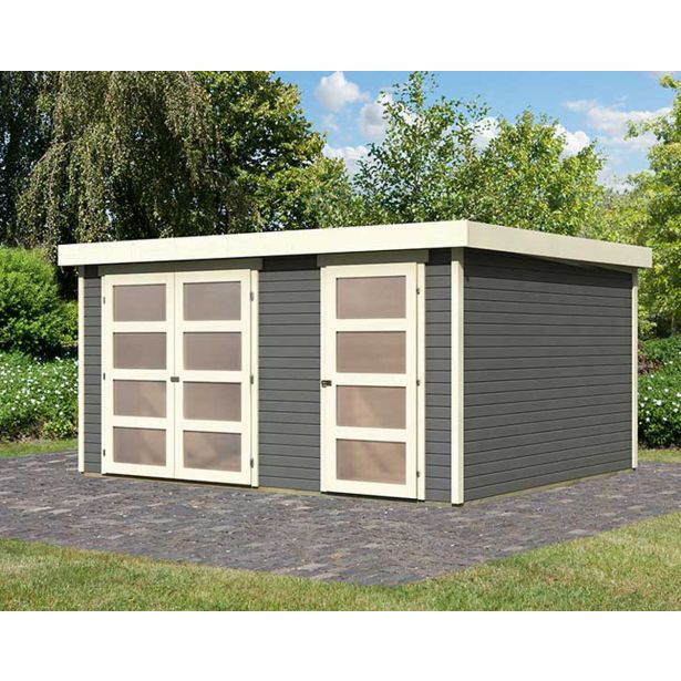 LESENA VRTNA HIŠKA KARIBU MÜHLENTRUP 3 212X404X333 SIVA