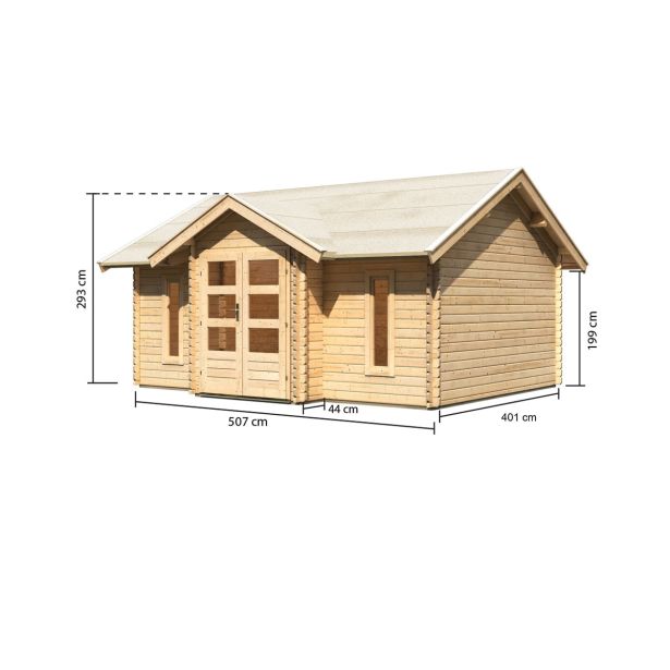LESENA VRTNA HIŠKA KARIBU NORDLAND 492X293X386 LES 38MM