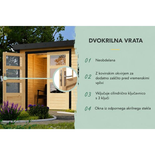 LESENA VRTNA HIŠKA KARIBU PLUTO 3 A BARVA LESA+ ANTRACIT KOVINA