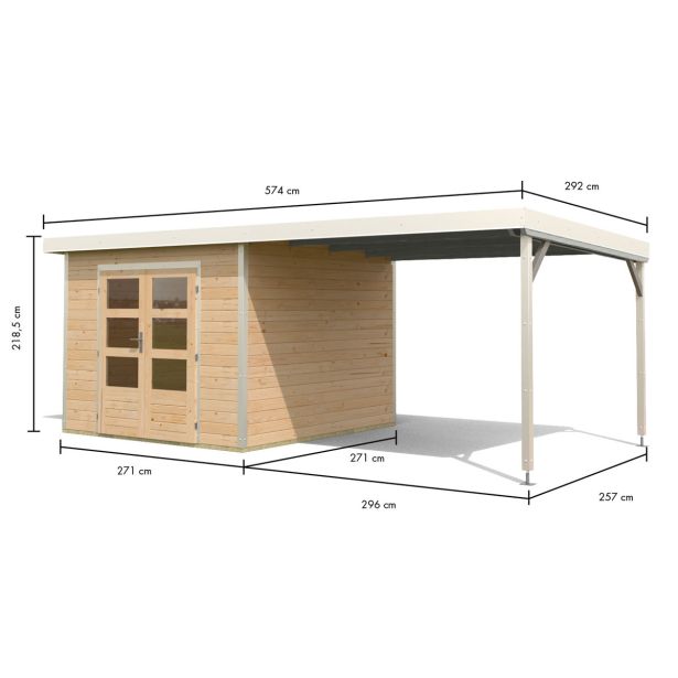 LESENA VRTNA HIŠKA KARIBU PLUTO A+ PODALJŠEK STREHE 3M, BELA