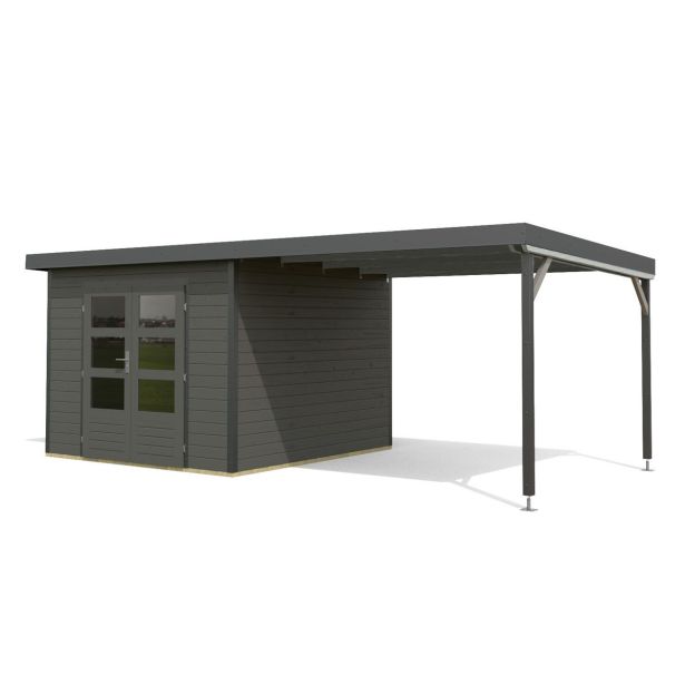 LESENA VRTNA HIŠKA KARIBU PLUTO B+ PODALJŠEK STREHE 3M, ANTRACIT