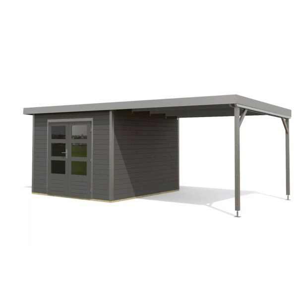 LESENA VRTNA HIŠKA KARIBU PLUTO B+ PODALJŠEK STREHE 3M, SIVA