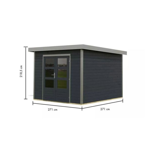 LESENA VRTNA HIŠKA KARIBU PLUTO C 220X271X271, SIVA