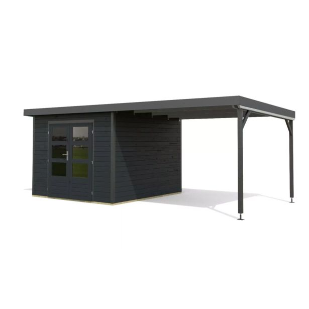 LESENA VRTNA HIŠKA KARIBU PLUTO C + PODALJŠEK STREHE 3M, ANTRACIT