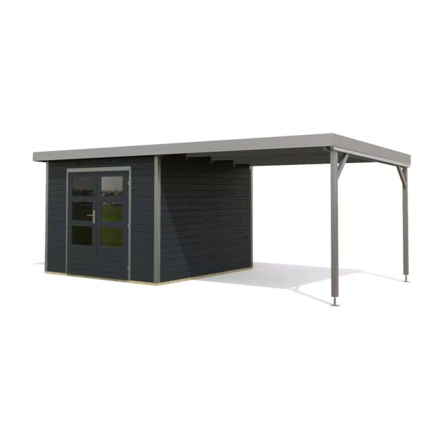 LESENA VRTNA HIŠKA KARIBU PLUTO C+ PODALJŠEK STREHE 3M, SIVA