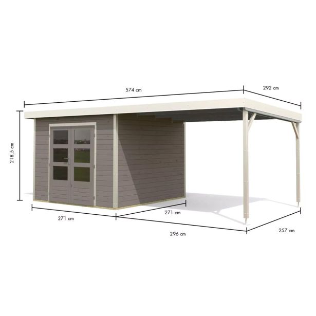 LESENA VRTNA HIŠKA KARIBU PLUTO D + PODALJŠEK STREHE 3M, BELA