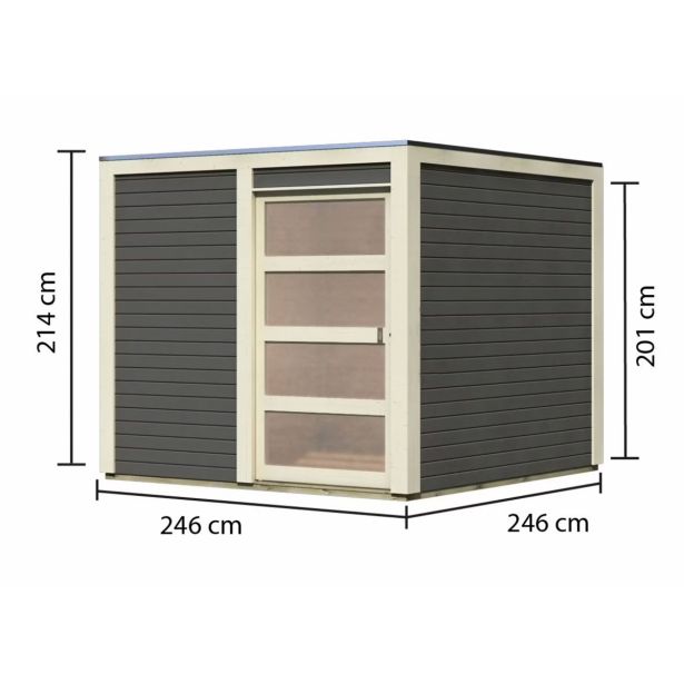 LESENA VRTNA HIŠKA KARIBU QUBIC 1 -SIVA