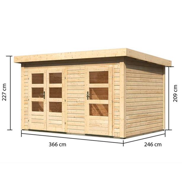 LESENA VRTNA HIŠKA KARIBU SCHÖNBUCH 1 227X366X246 BARVA LESA