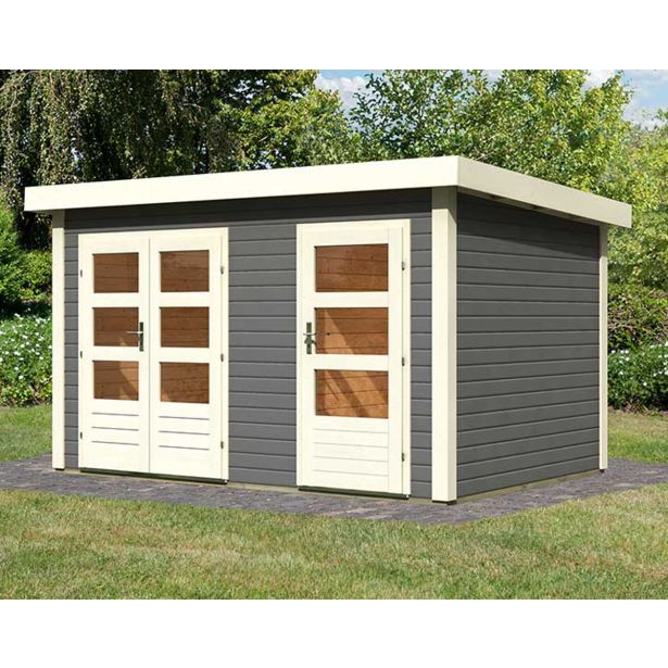 LESENA VRTNA HIŠKA KARIBU SCHÖNBUCH 1 227X366X246 SIVA