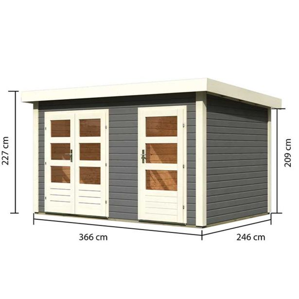 LESENA VRTNA HIŠKA KARIBU SCHÖNBUCH 1 227X366X246 SIVA