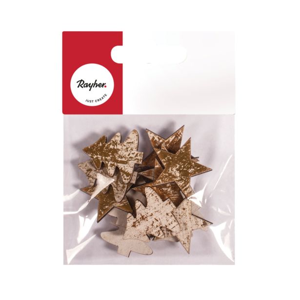 DROBNI ART.ZA USTVARJANJE RAYHER LESENI OKRASKI ADVENTNI ZLATI, 12 KOS