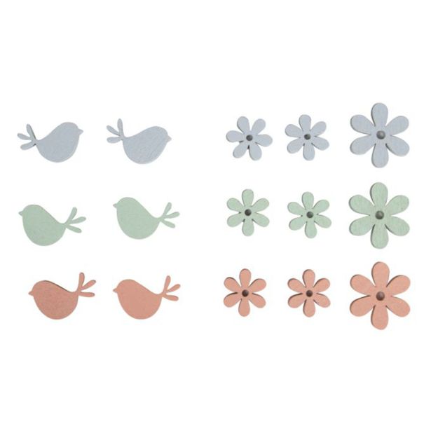 LESENI PTIČKI IN CVETJE 2,3-3,3CM,SET 15