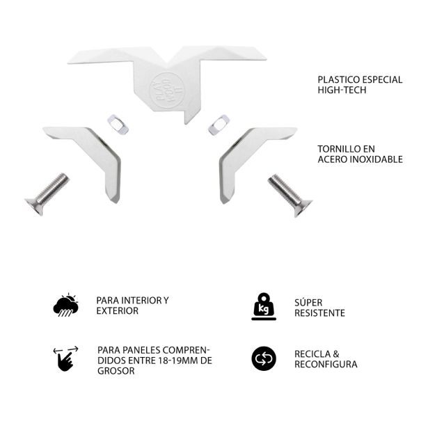 KONEKTOR X ZA POVEZAVO 3 LESNIH PLOŠČ PLAYWOOD BEL