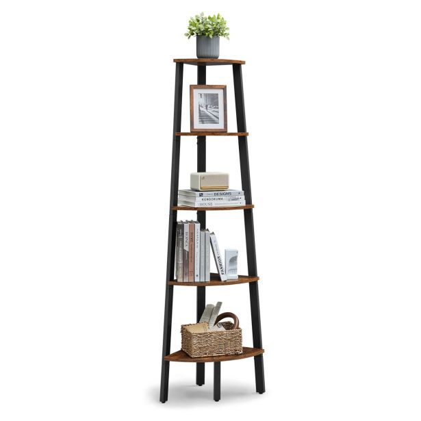 LESENI REGAL VASAGLE KOTNI KNJIŽNI 5 NIVOJEV