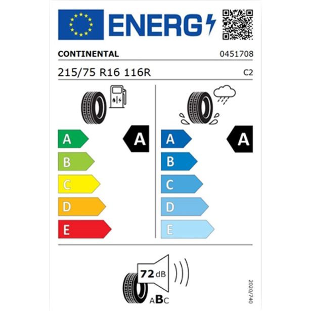 LETNA GUMA ZA POLTOVORNA VOZILA CONTINENTAL	215/75R16C 116R VANCONTACT ECO