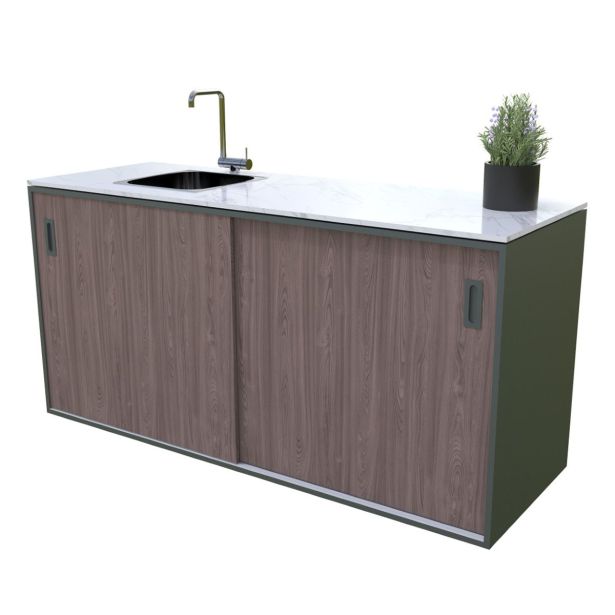 LETNA KUHINJA BELLANO BOLOGNA AMERIŠKI OREH 3600X634X935 PULT PORCELAN