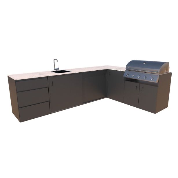 LETNA KUHINJA BELLANO FLORENCE ANTRACITL 3070/2168X634X935 PULT PORCELAN