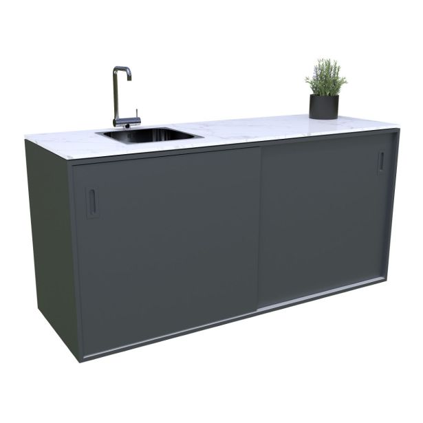 LETNA KUHINJA BELLANO FLORENCE ANTRACITL 3070/2168X634X935 PULT PORCELAN