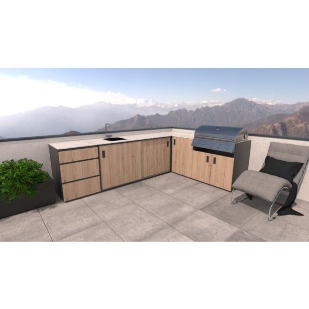 LETNA KUHINJA BELLANO FLORENCE HRAST RUSTIK L 3070/2168X634X935 PULT PORCELAN