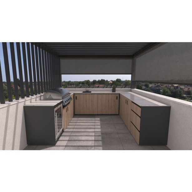 LETNA KUHINJA BELLANO NAPOLI HRAST RUSTIK 2804/3068X634X935 PULT PORCELAN