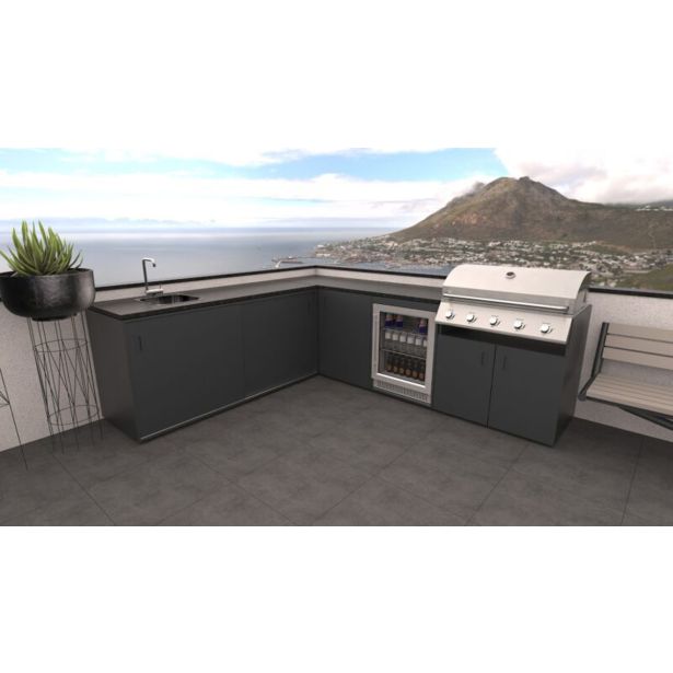 LETNA KUHINJA BELLANO PISA ANTRACIT 2434/2804 X 634 X 950 PULT GRANIT
