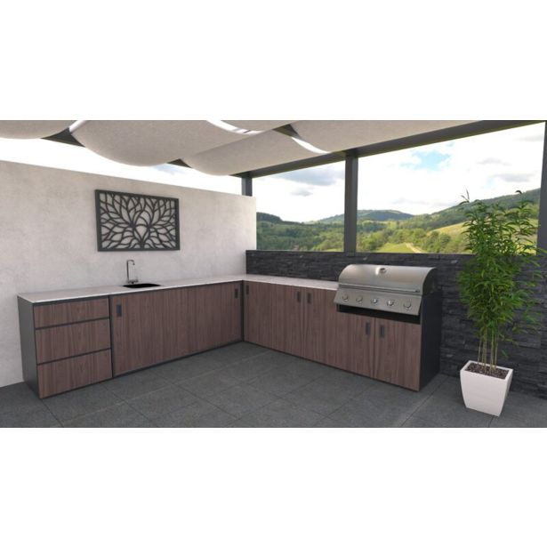 LETNA KUHINJA BELLANO ROMA AMERIŠKI OREH L 3070/3068X634X935 PULT PORCELAN