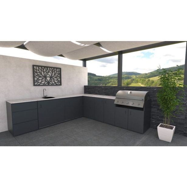 LETNA KUHINJA BELLANO ROMA AMERIŠKI OREH L 3070/3068X634X935 PULT PORCELAN