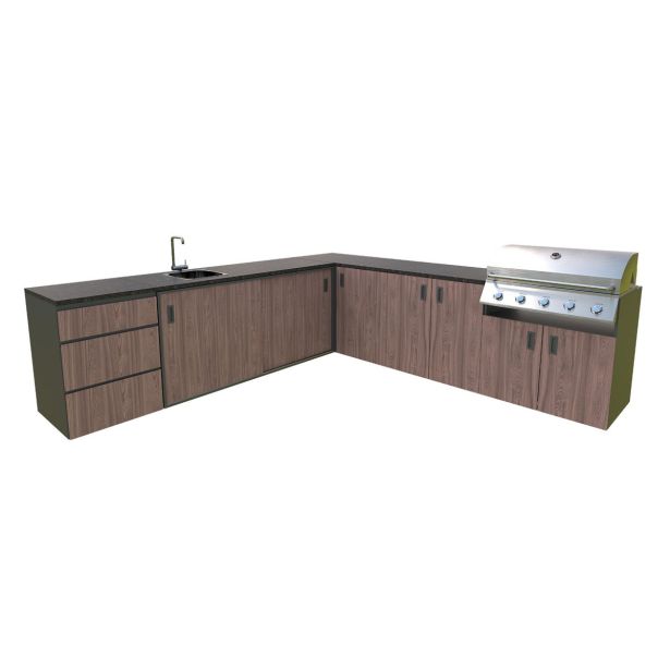 LETNA KUHINJA BELLANO ROMA AMERIŠKI OREH L 3070/3068X634X950 PULT GRANIT