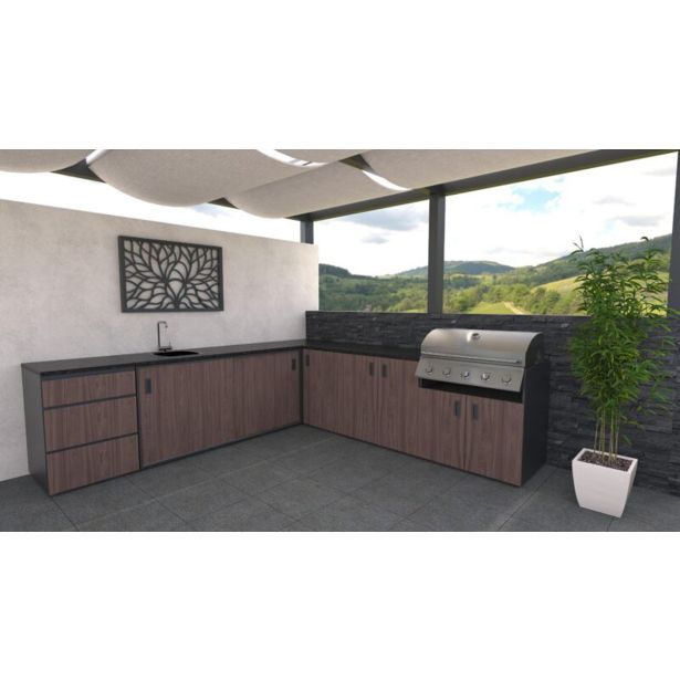 LETNA KUHINJA BELLANO ROMA AMERIŠKI OREH L 3070/3068X634X950 PULT GRANIT