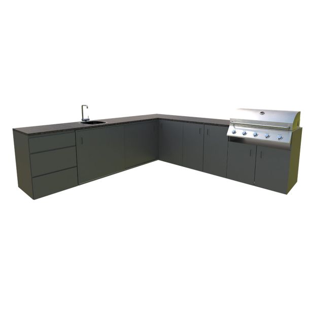 LETNA KUHINJA BELLANO ROMA ANTRACIT L 3070/3068X634X950 PULT GRANIT