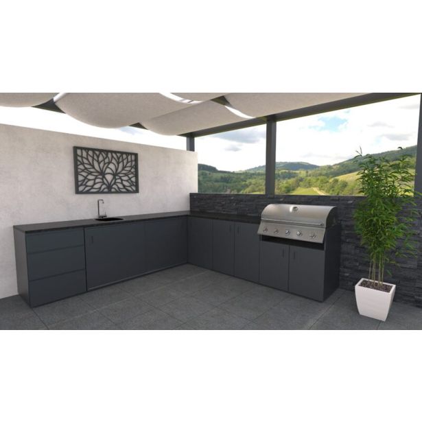 LETNA KUHINJA BELLANO ROMA ANTRACIT L 3070/3068X634X950 PULT GRANIT