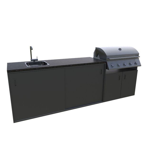 LETNA KUHINJA BELLANO VENICE ANTRACIT 2700X634X950 PULT GRANIT