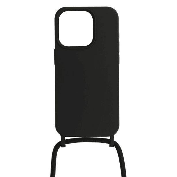 LIQUID SILIKONSKI OVITEK ZA IPHONE 15 PRO MAX - ČRN Z VRVICO
