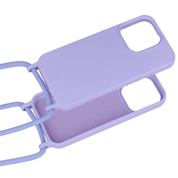 LIQUID SILIKONSKI OVITEK ZA IPHONE 15 PRO MAX - VIJOLA Z VRVICO