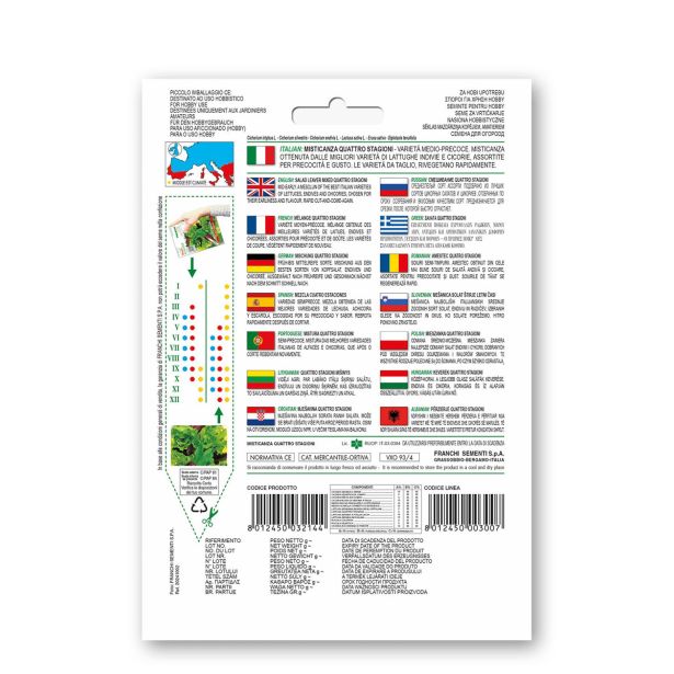 LISTNA ZELENJAVA FRANCHI SEMENTI SOLATA 4 LETNI ČASI MIX VXO 93/4