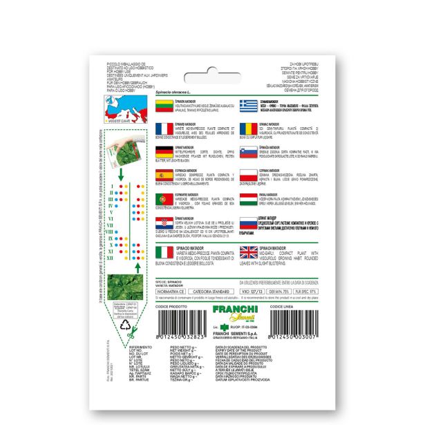 LISTNA ZELENJAVA FRANCHI SEMENTI SPINAČA : MATADOR VXO 127/13