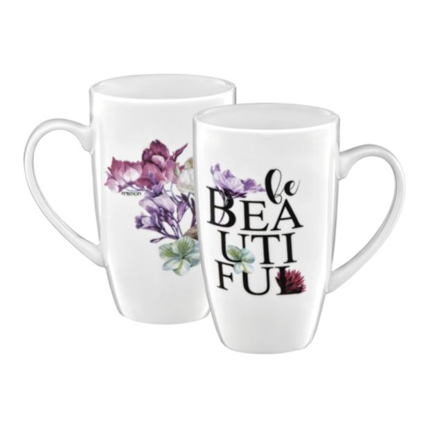 LONČEK 400ML BE BEAUTIFUL  IZ PORCELANA