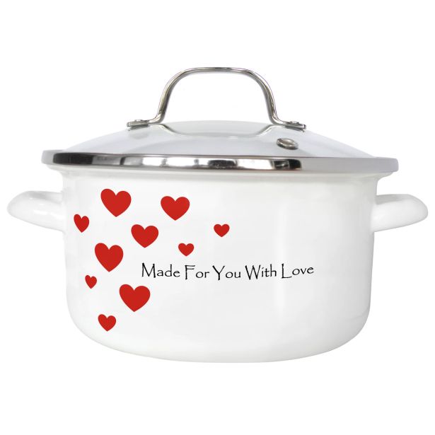 LONEC / KOZICA ENAMELIE S STEKLENIM POKROVOM 16 CM, 2 L, LEONA