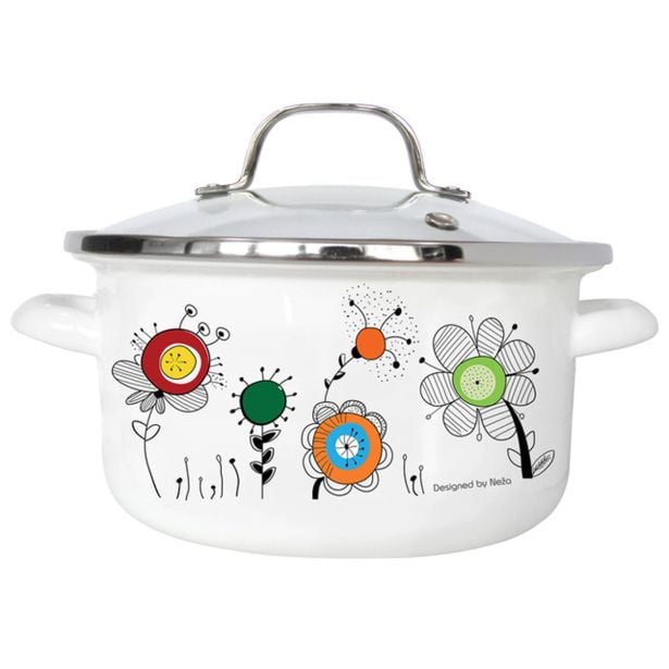 LONEC / KOZICA ENAMELIE S STEKLENIM POKROVOM 18 CM, 2.75 L NEŽA 2