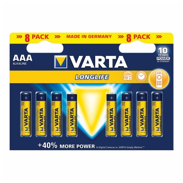 ALKALNI BATERIJSKI VLOŽEK VARTA LONGLIFE AAA / LR03 BL/8