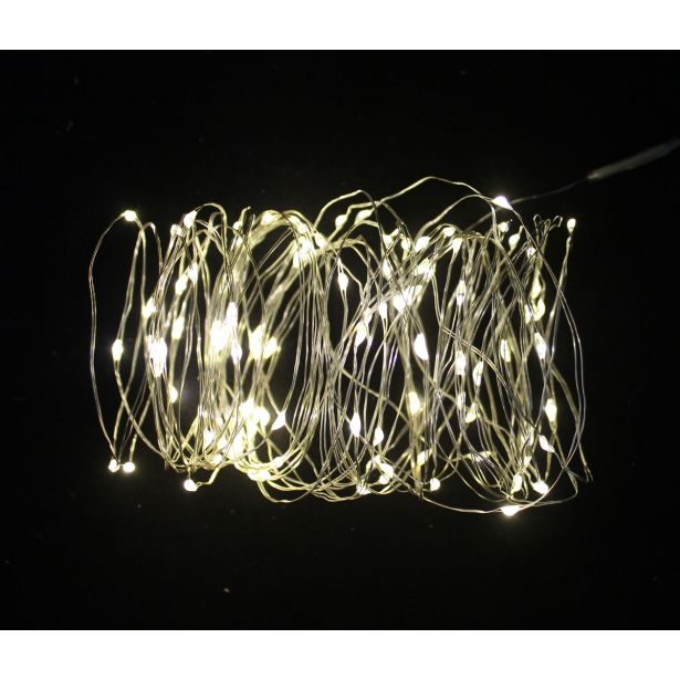 LUČKE 100 MICRO LED TOP. BELE S 9.9 M BATERIJA