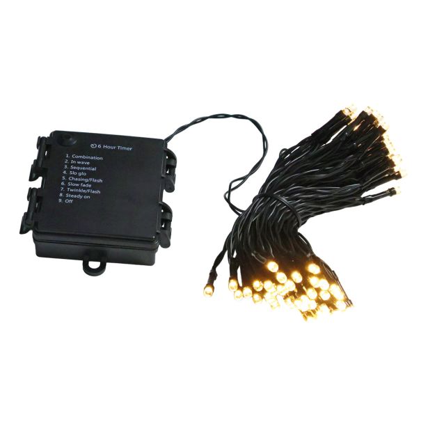 LUČKE 80 LED TOPLO BELA, Č 8 M, BATERIJA, 8 FUNKCIJ