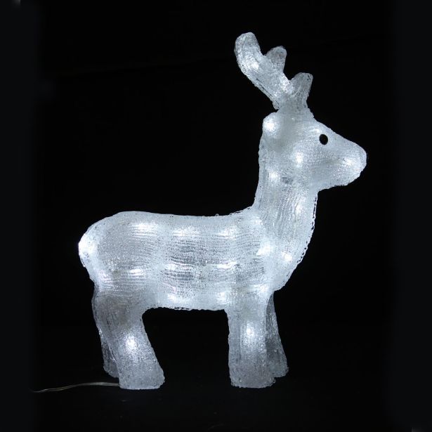 LUČKE AKRILNI JELEN 31X35.5CM 48 LED HLADNO BELA